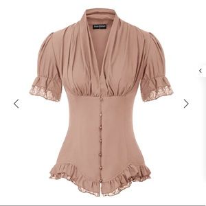 Scarlet Darkness Women Victorian Short Sleeve Top